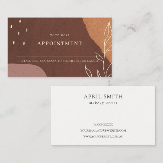 Abstracte Rust Oranje Leafy Foliage Benoeming Visitekaartje (Voorkant / Achterkant)