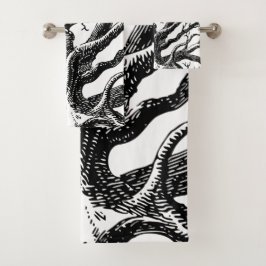Abstracte Rustic Black & White Tree Branches Bad Handdoek