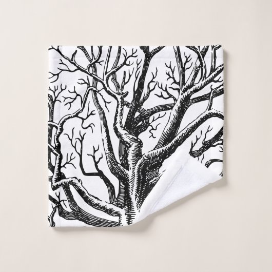Abstracte Rustic Black & White Tree Branches Bad Handdoek (Wasdoekje)