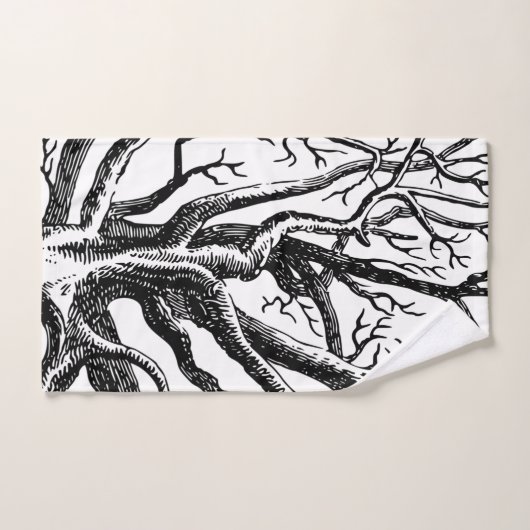 Abstracte Rustic Black & White Tree Branches Bad Handdoek (Handdoek)