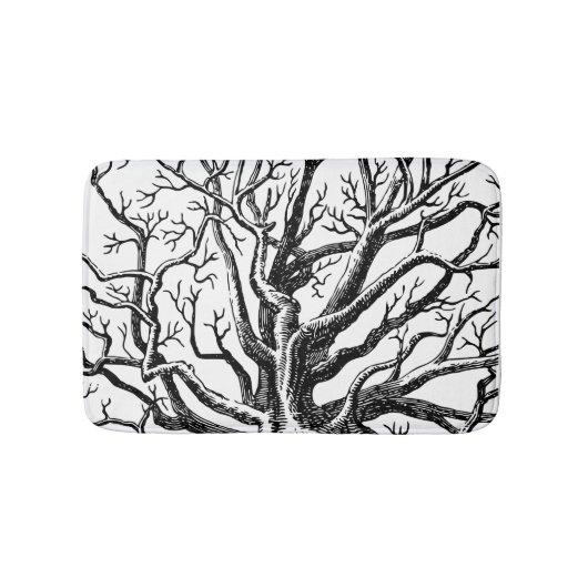 Abstracte Rustic Black & White Tree Branches Badmat (Voorkant)