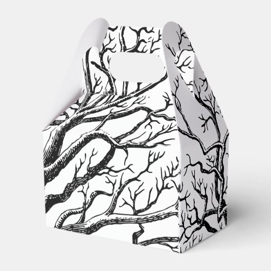 Abstracte Rustic Black & White Tree Branches Bedankdoosjes (Achterkant)