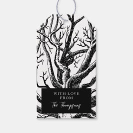 Abstracte Rustic Black & White Tree Branches Cadeaulabel