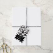 Abstracte Rustic Black & White Tree Branches Cadeaulabel (Met Touw)