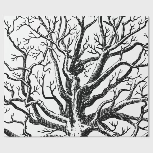 Abstracte Rustic Black & White Tree Branches Cadeaupapier (Vlak)