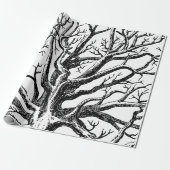 Abstracte Rustic Black & White Tree Branches Cadeaupapier (Uitgerold)