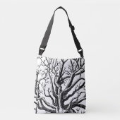 Abstracte Rustic Black & White Tree Branches Crossbody Tas (Voorkant)