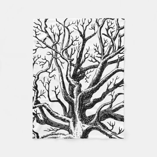 Abstracte Rustic Black & White Tree Branches Fleece Deken (Voorkant)