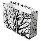 Abstracte Rustic Black & White Tree Branches Groot Cadeauzakje (Achterkant Gekanteld)