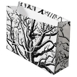 Abstracte Rustic Black & White Tree Branches Groot Cadeauzakje