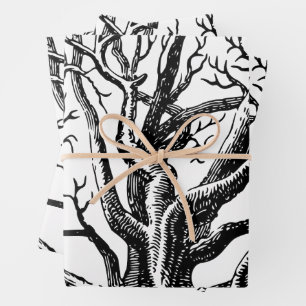 Abstracte Rustic Black & White Tree Branches Inpakpapier Vel
