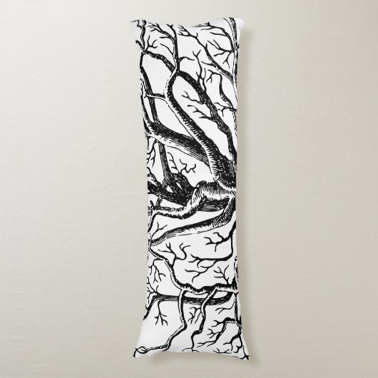 Abstracte Rustic Black & White Tree Branches Lichaamskussen (Voorkant Verticaal)