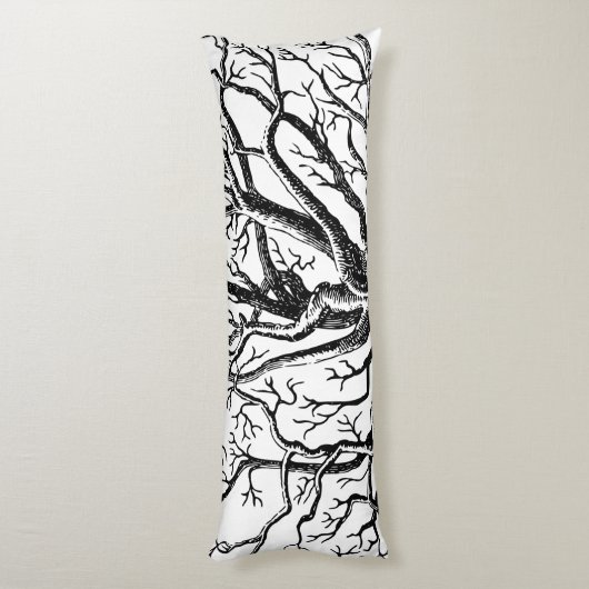 Abstracte Rustic Black & White Tree Branches Lichaamskussen (Achterkant (Verticaal))
