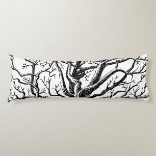 Abstracte Rustic Black & White Tree Branches Lichaamskussen