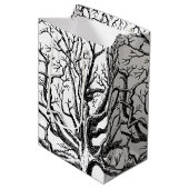 Abstracte Rustic Black & White Tree Branches Medium Cadeauzakje (Voorkant Gekanteld)