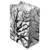 Abstracte Rustic Black & White Tree Branches Medium Cadeauzakje (Achterkant Gekanteld)