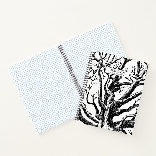 Abstracte Rustic Black & White Tree Branches Notitieboek (Binnen)