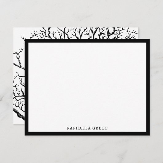 Abstracte Rustic Black & White Tree Branches Notitiekaartje (Voorkant / Achterkant)