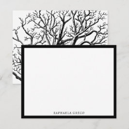 Abstracte Rustic Black & White Tree Branches Notitiekaartje