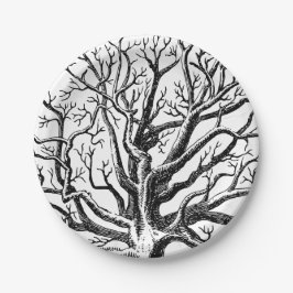 Abstracte Rustic Black & White Tree Branches Papieren Bordje