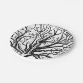 Abstracte Rustic Black & White Tree Branches Papieren Bordje (Gekanteld)