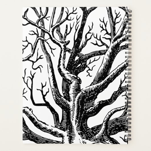 Abstracte Rustic Black & White Tree Branches Planner (Achterkant)