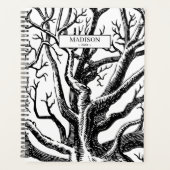 Abstracte Rustic Black & White Tree Branches Planner (Voorkant)