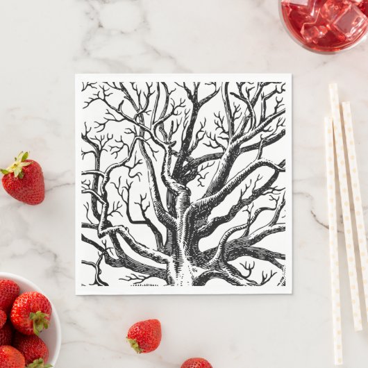Abstracte Rustic Black & White Tree Branches Servet (Insitu)
