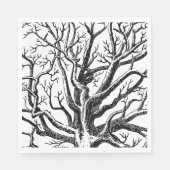 Abstracte Rustic Black & White Tree Branches Servet (Voorkant)