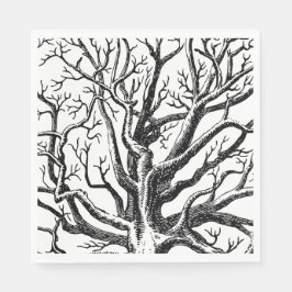 Abstracte Rustic Black & White Tree Branches Servet