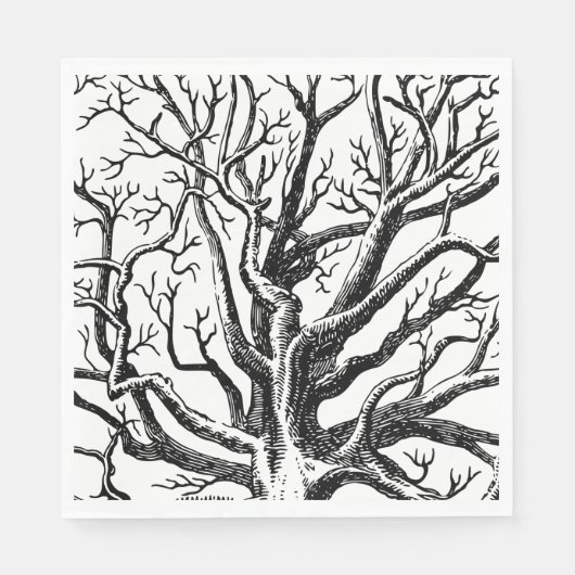 Abstracte Rustic Black & White Tree Branches Servet (Voorkant)