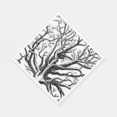 Abstracte Rustic Black & White Tree Branches Servet (Hoek)
