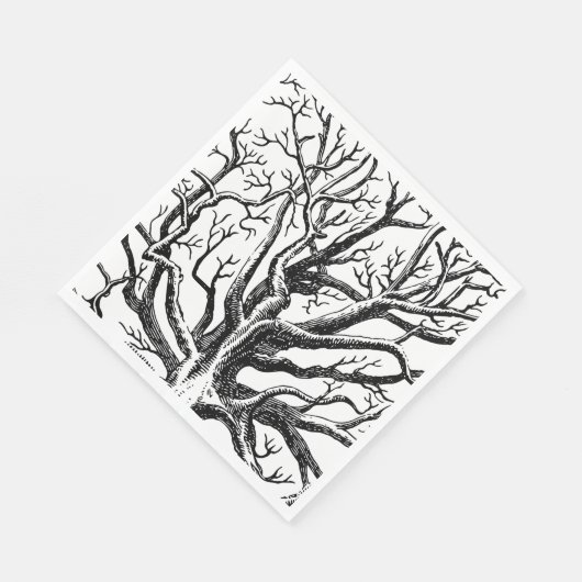 Abstracte Rustic Black & White Tree Branches Servet (Hoek)