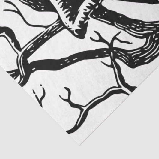 Abstracte Rustic Black & White Tree Branches Tissuepapier (Detail)