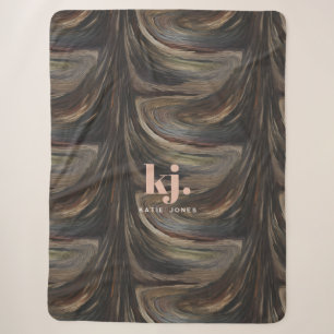 Abstracte Rustieke Houtnerf Patronen Monogram Sherpa Deken