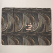 Abstracte Rustieke Houtnerf Patronen Monogram Sherpa Deken (Voorkant (horizontaal))