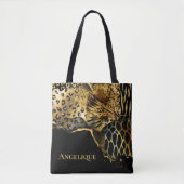 Abstracte safari Animal skin DIY naam Tote Bag (Voorkant)