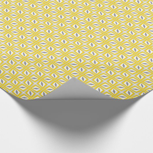 Abstracte Safari Leaf Pattern Yellow en Grey Cadeaupapier (Hoek)