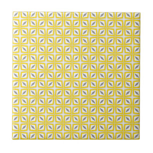 Abstracte Safari Leaf Pattern Yellow en Grey Tegeltje