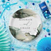 Abstracte Sage Emerald Green Waterverf Papieren Bordje (Feest)