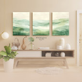 Abstracte Sage Green & Beige Mountains Print 1 van