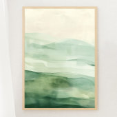 Abstracte Sage Green & Beige Mountains Print 1 van