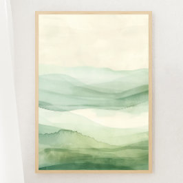 Abstracte Sage Green & Beige Mountains Print 2 van