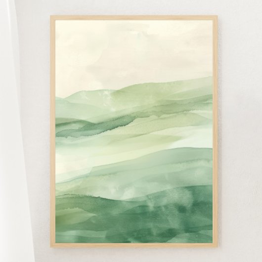 Abstracte Sage Green & Beige Mountains Print 3 van