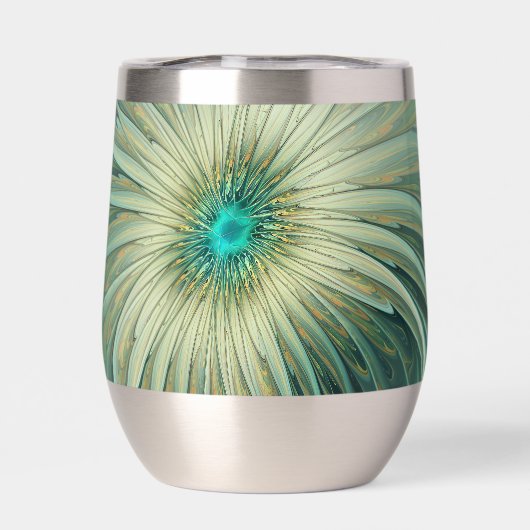 Abstracte Sage Green Fantasy Flower Fractal Art (Achterkant)