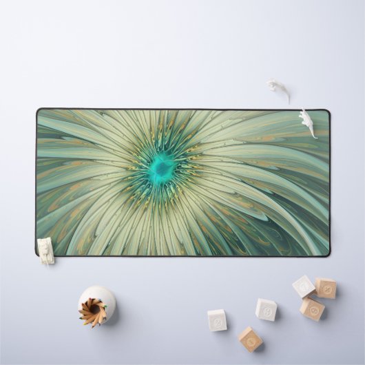 Abstracte Sage Green Fantasy Flower Fractal Art Bureaumat (Kindertafel)