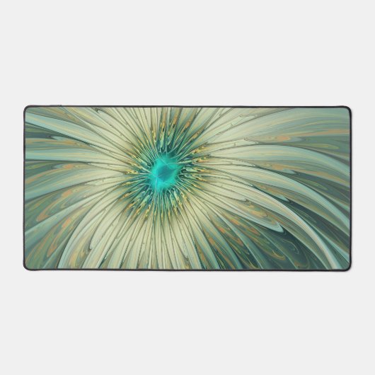 Abstracte Sage Green Fantasy Flower Fractal Art Bureaumat (Voorkant)