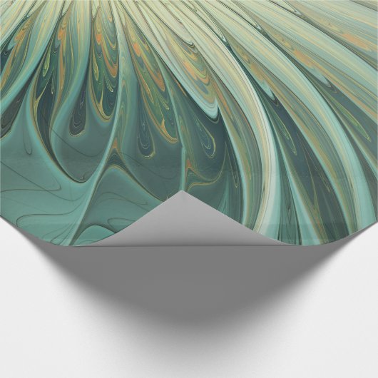 Abstracte Sage Green Fantasy Flower Fractal Art Cadeaupapier (Hoek)