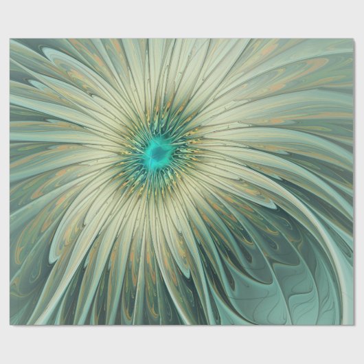 Abstracte Sage Green Fantasy Flower Fractal Art Cadeaupapier (Vlak)