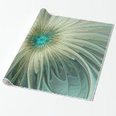Abstracte Sage Green Fantasy Flower Fractal Art Cadeaupapier (Uitgerold)